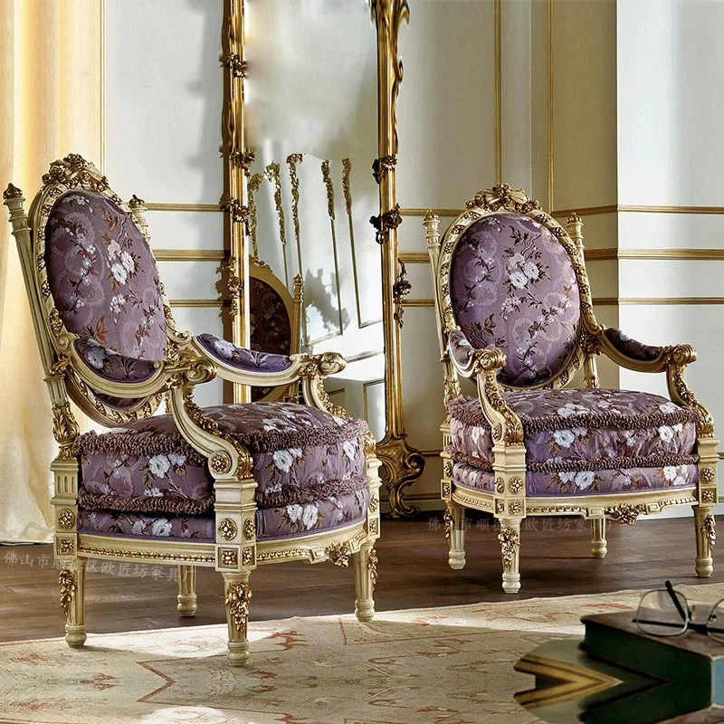 

French fabric sofa Turkish court sofa solid wood carving flower European fabric sofa