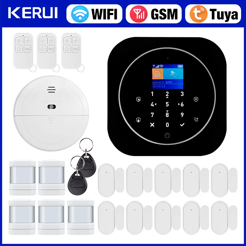 

KERUI G12 Беспроводная Wi-Fi GSM сигнализация Комплект домашней системы безопасности с датчиком двери и движения Приложение Tuya Smart/Smart Life