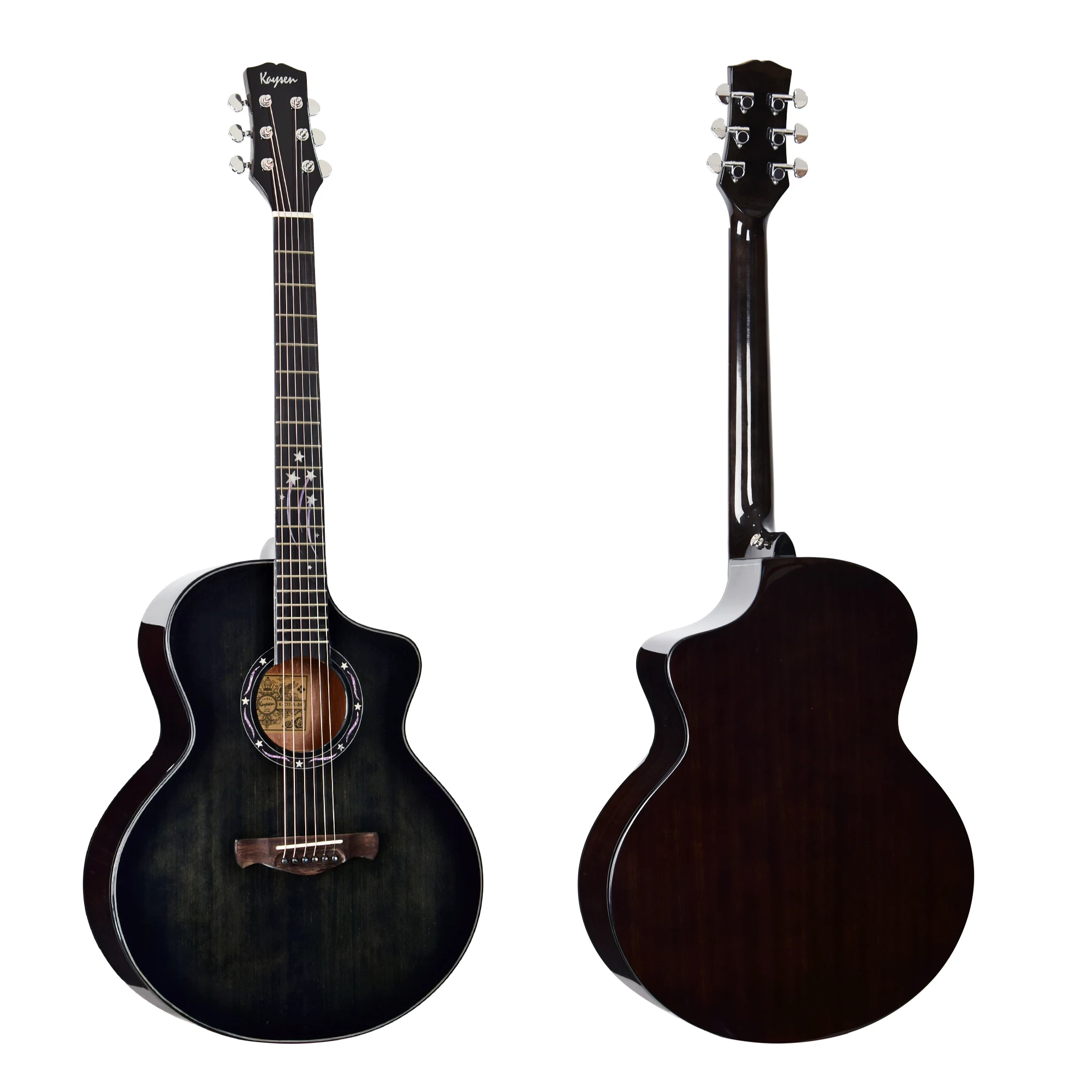 Hooqu القيثارات الرخيصة 6 سلاسل للبيع الصينية الملونة خشب التنوب الصلب المصنع مباشرة القيثارات الصوتية