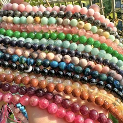 Natural Stone Beads Rose Quartzs Crystal Tiger Eye Lava Lapis Lazuli Turquoises Agates Beads For Jewelry Making 4 6 8 10mm 15