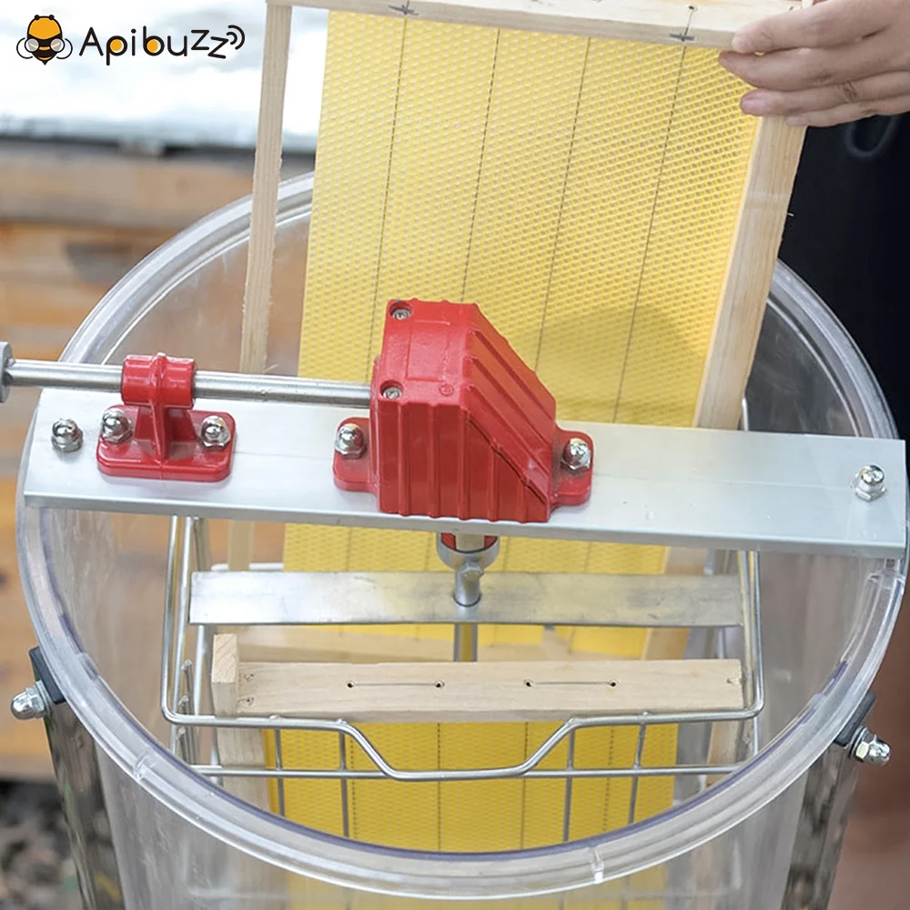 Acrylic Transparent 2 Frame Manual Honey Extractor Spinner- Tangential Style Honey Separators for Sale - Honey Harvest Equipment