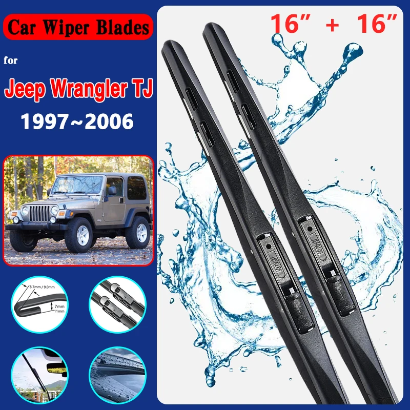 Car Wiper Blades for Jeep Wrangler TJ TJL 1997 1998 1999 2000 2001~2006 Front Windows Windshield Windscreen Brushes Accessories