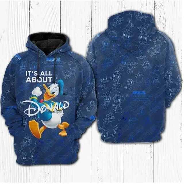 Disney Donald Duck Cartoon Men Women 3D Print High Quality Fleece Zipper Hoodies Pullover Tops Dropshipping