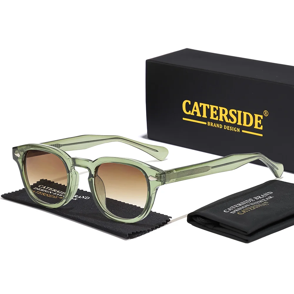 CATERSIDE Retro Round Men Sunglasses Punk Propionic Acid Pin Temple Luxury Sun Glasses Women Sports Leisure Party Eyewear UV400