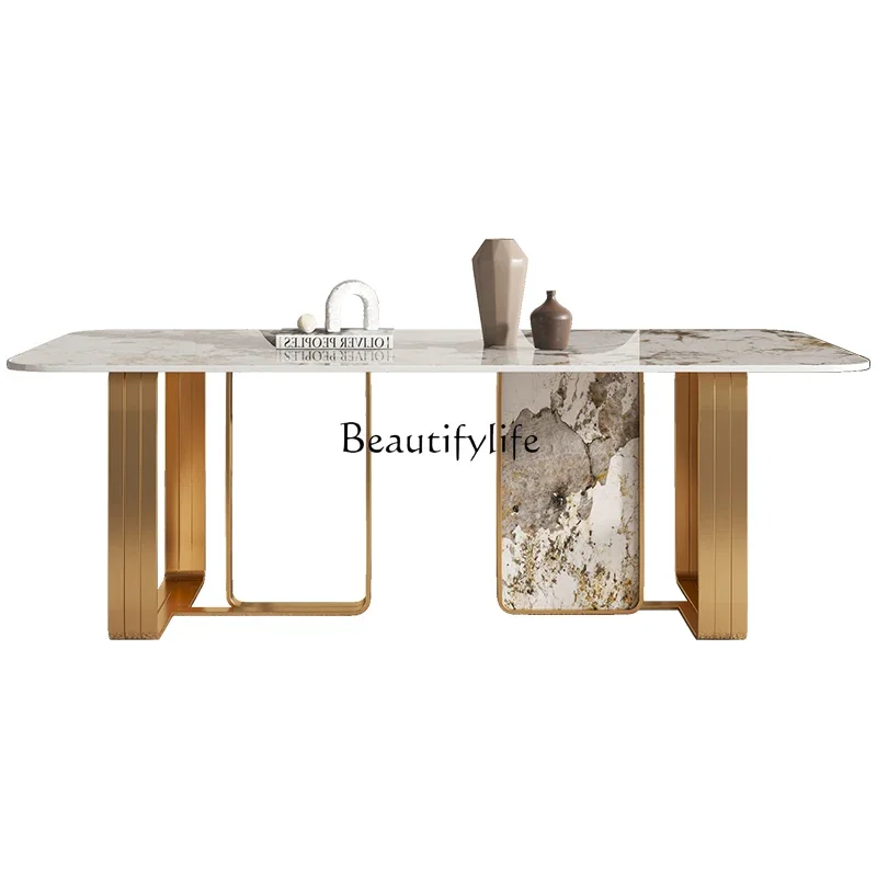 

Сланцевый прямоугольный обеденный стол, итальянский минималистский элитный атмосферный стол, простая маленькая квартира