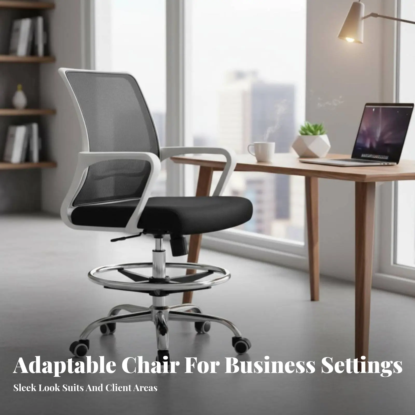 Cadeira de Desenho com Apoio para os Pés, Encosto Ergonômico, Móveis de Escritório, Rotação 360 Graus, Auxílio para Recepcionistas