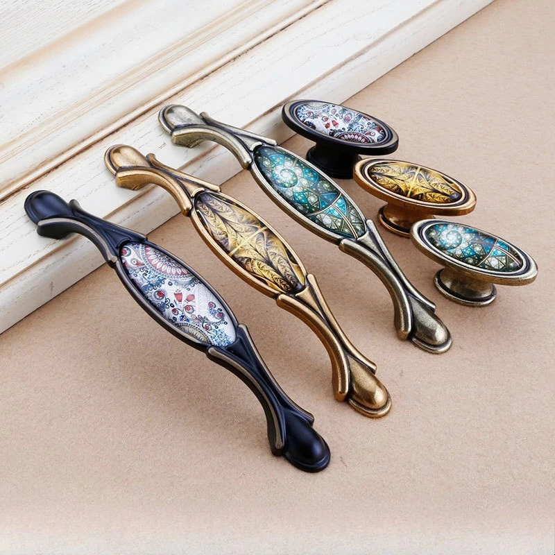 Classical Chinese-style card cabinet wardrobe handle - Simple European style light yellow coffee handle - Furniture hardware