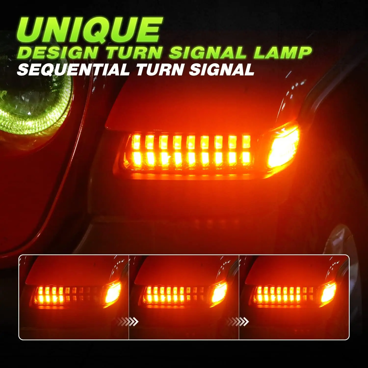 New Upgrade Led Fender Lights Amber White Smoke LED JL Turn Signal Lights with DRL & Side Marker Lights