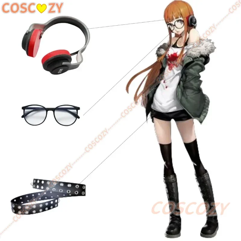 Game Persona 5 P5 Futaba Sakura Headwear Glasses Waist Belt Wig Cos Props Headphones Halloween Anime Game Cosplay Costume Props