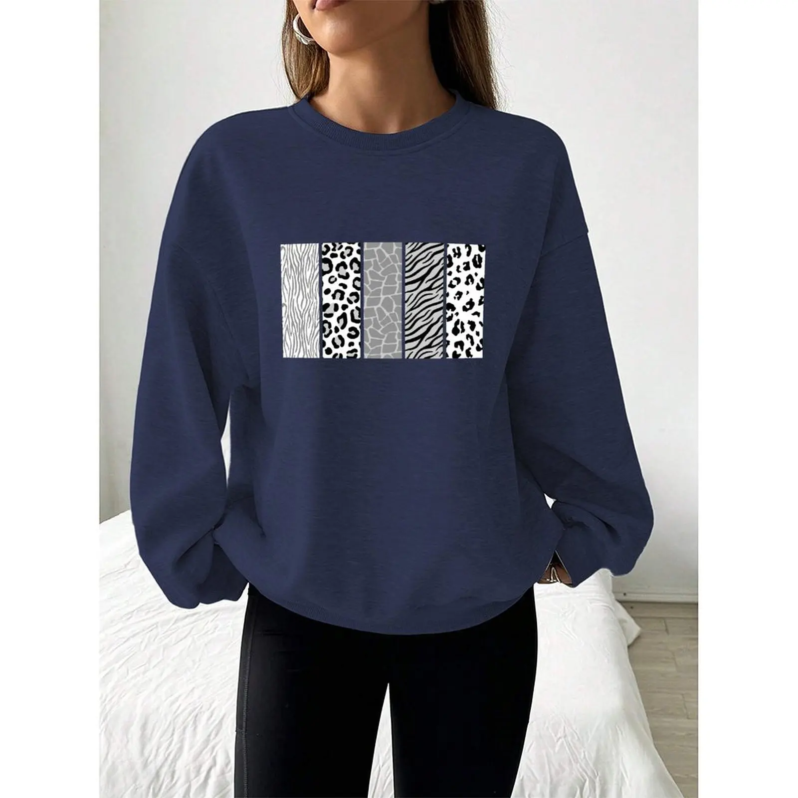 سترة سوداء مخملية برقبة دائرية سترة نسائية للخريف ملابس يومية ملابس منزلية وصلت حديثًا مناسبة للربيع والخريف #4