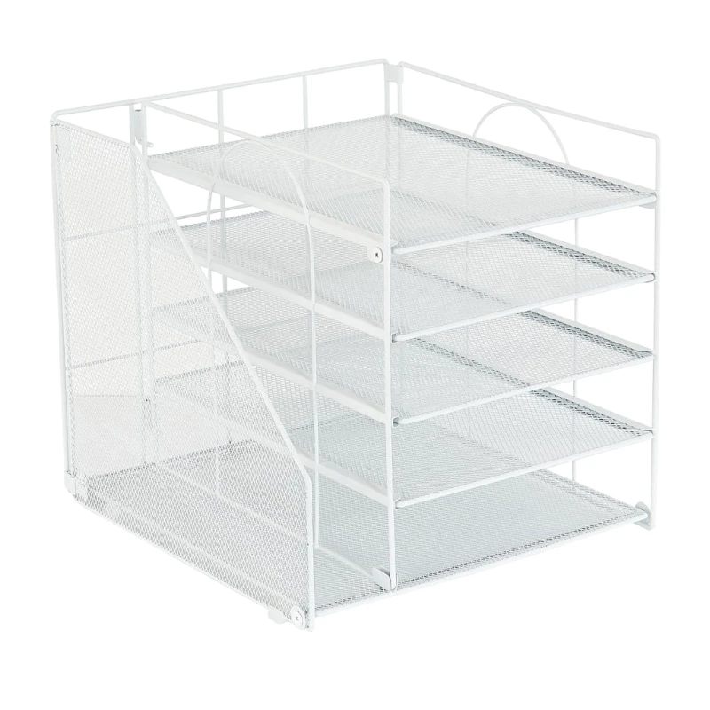  Multipurpose Document Organiser 5-Tiered Paper File Tray Document Organiser with Magazine Rack Desktop File Organiser