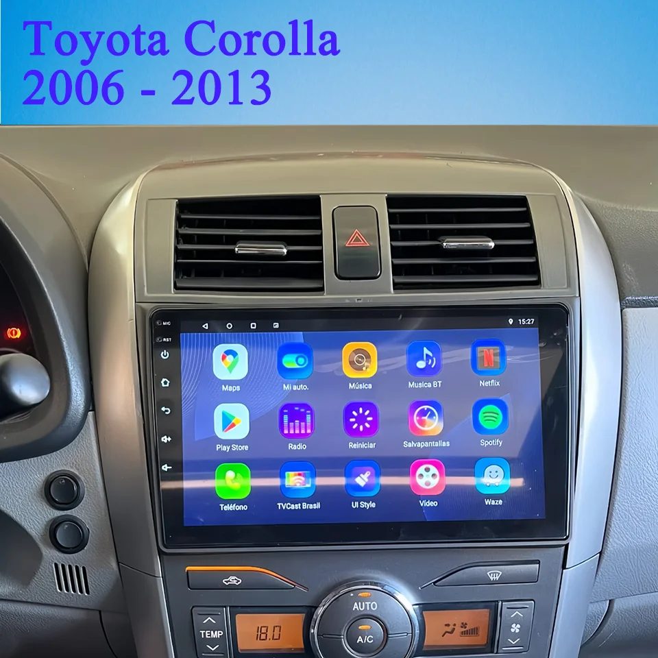 

9'' QLED Carplay Autoradio Stereo Gps Navi HU For Toyota corolla 2006 2007 2009 2011 2013 DVD Cassette With 4G Sim WiFi SWC DAB