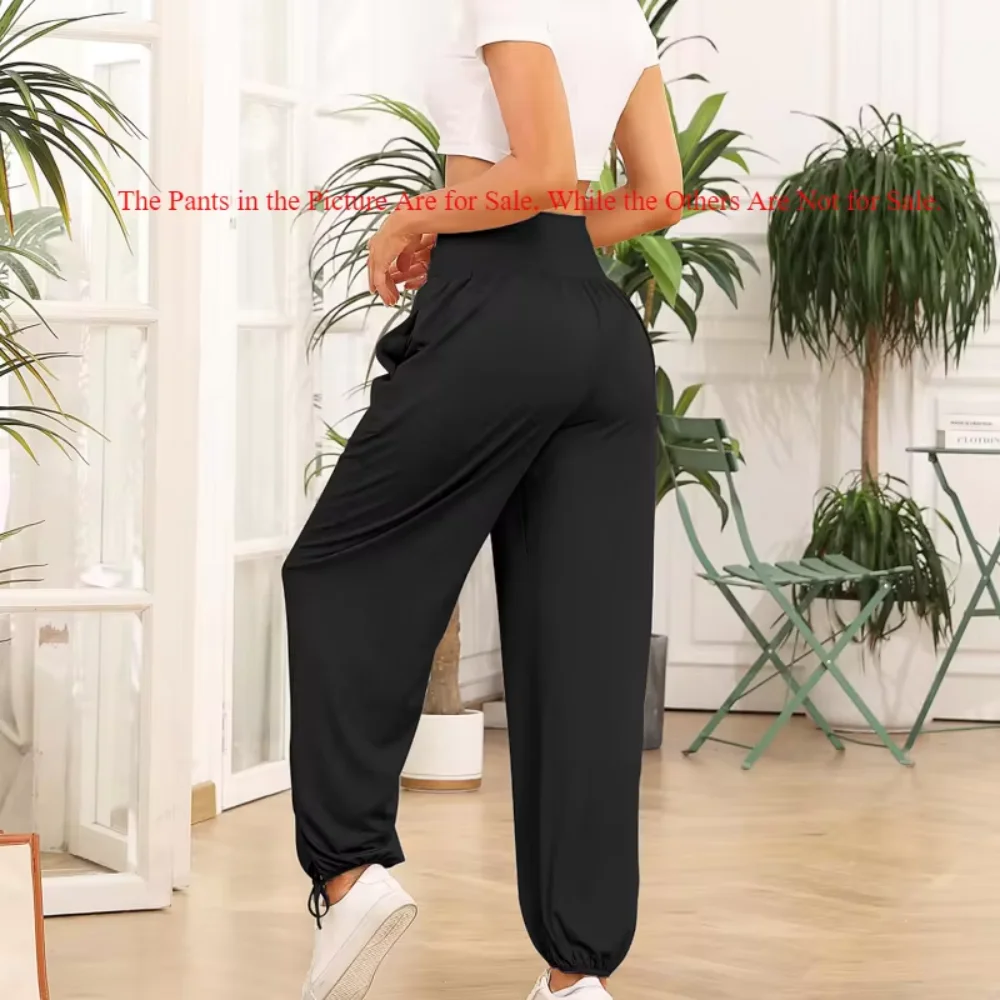 Cinturilla cruzada en forma de V y puños elásticos en el tobillo para mujer, pantalones casuales de talla grande