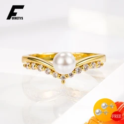 Fashion Pearl Rings 925 Silver Jewelry with Zircon Gemstones Accessories Finger Ring for Women Wedding Engagement Gift Wholesale