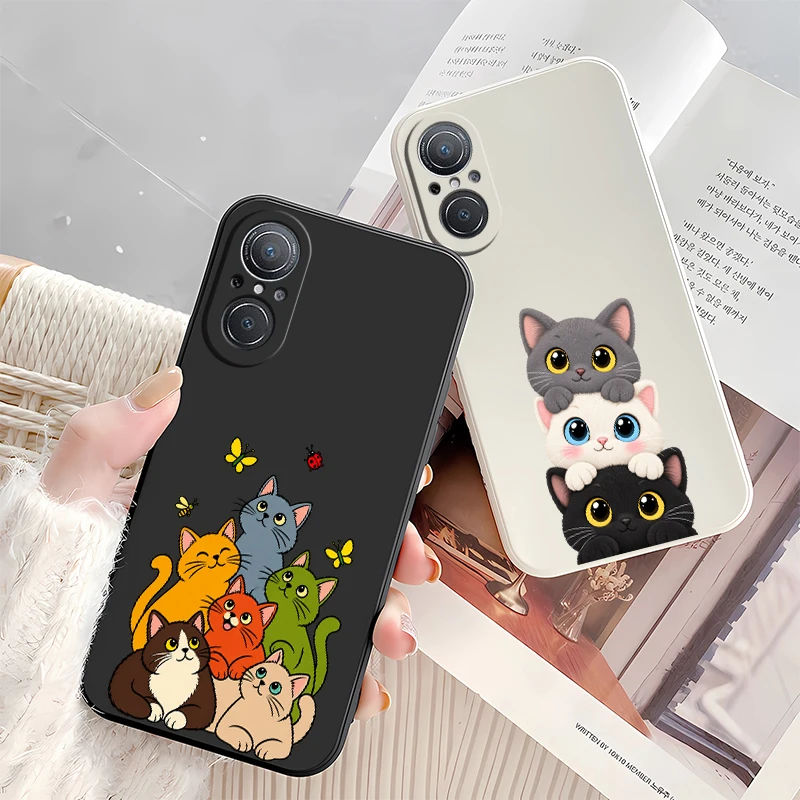Stacked Cats Case For Huawei Y9 Prime Y7 Pro 2019 Y7A Y9S Nova 6 9 SE 8i 5T 3i P20 P30 P40 Lite E P Smart Z Plus Soft Shockproof - view 3