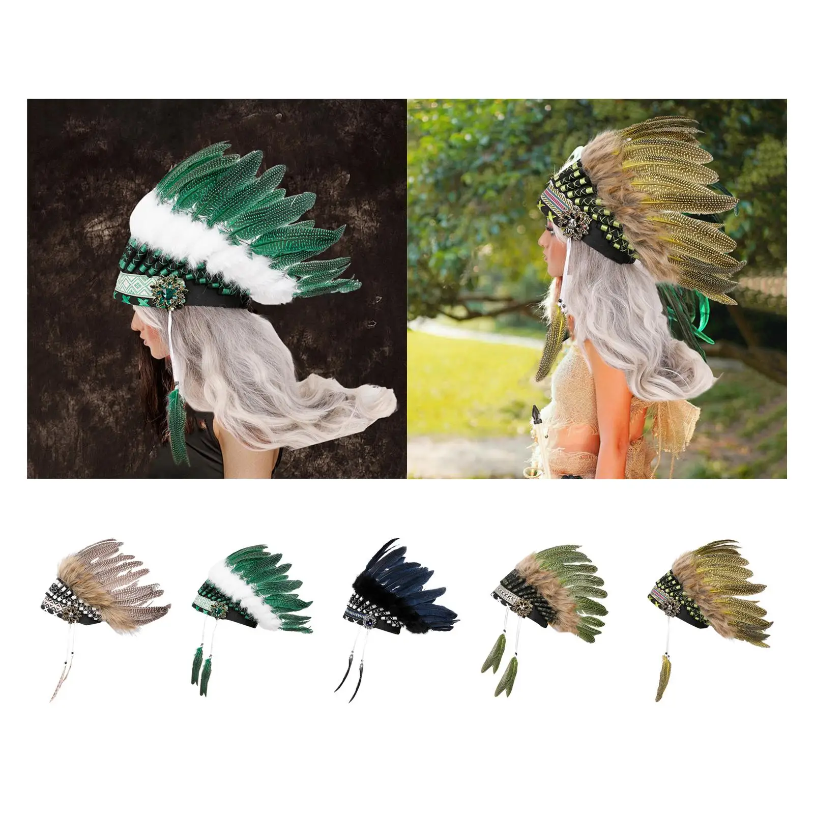 

Artificial Feather Headdress Headband Photo Prop Headwear for Adults Cosplay