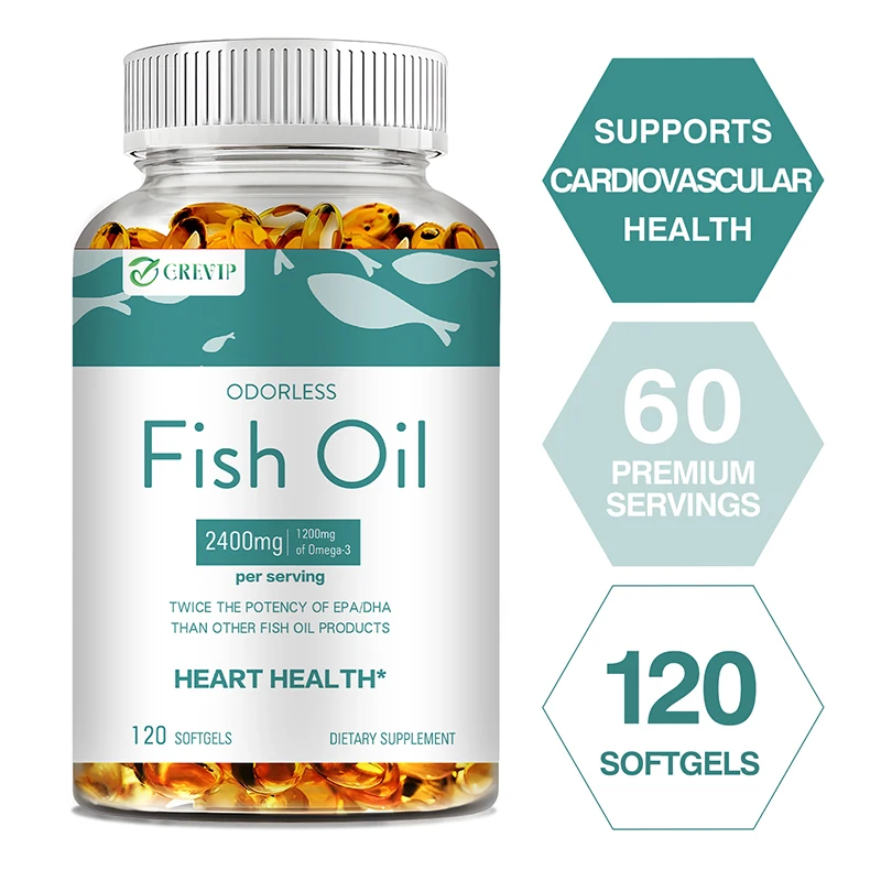 

Omega-3 Fish Oil Rich in DHA and EPA - Relieve Stress, Supports Brain, Cardiovascular Health, and Improves Memory