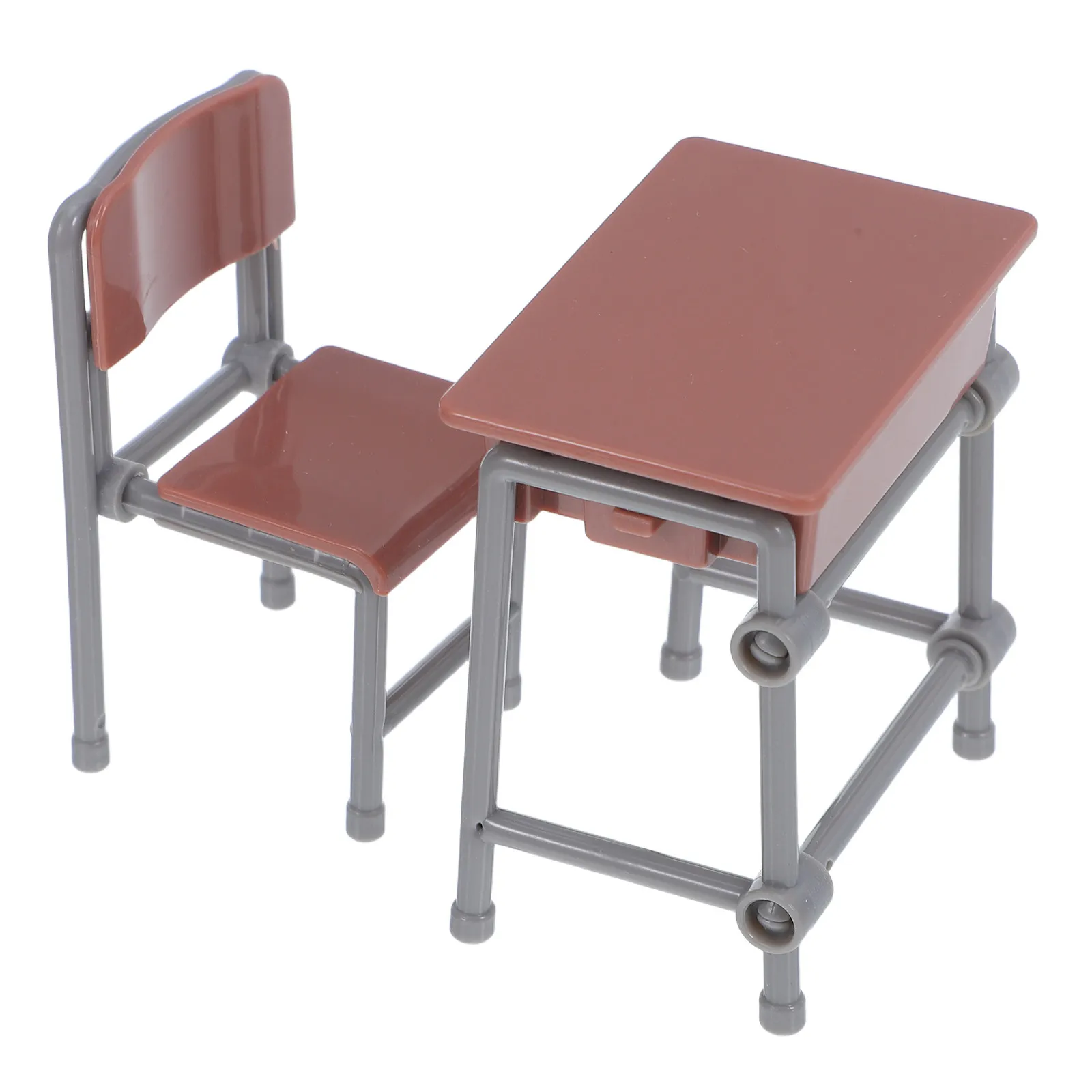 5Sets Miniature School Furniture Sets Realistic Plastic Classroom Desks Tables for Dollhouse Study Room Decorations Educational