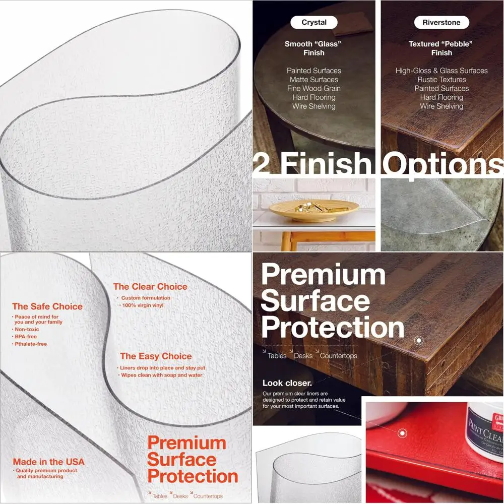 

Прозрачная защитная пленка для стола с текстурой гальки из ПВХ, 40x84 дюймов, толщина 2 мм, безопасная для деревянных и пластиковых столов, сделанная из США, защитная пленка