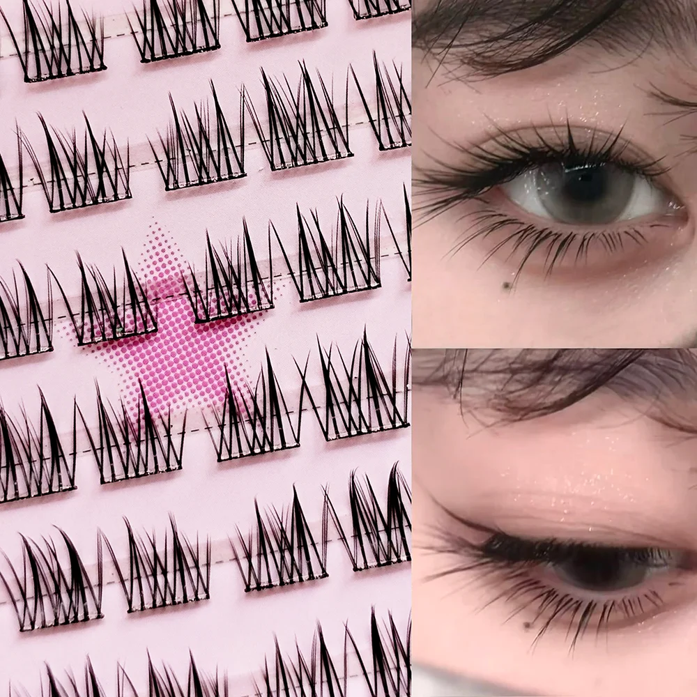 36/80 Stück DIY-Cluster-Wimpern – natürlicher, flauschiger Fuchsaugen-Stil, einfach anzubringen, langlebig, wasserfest, leicht, Unisex-Make-up