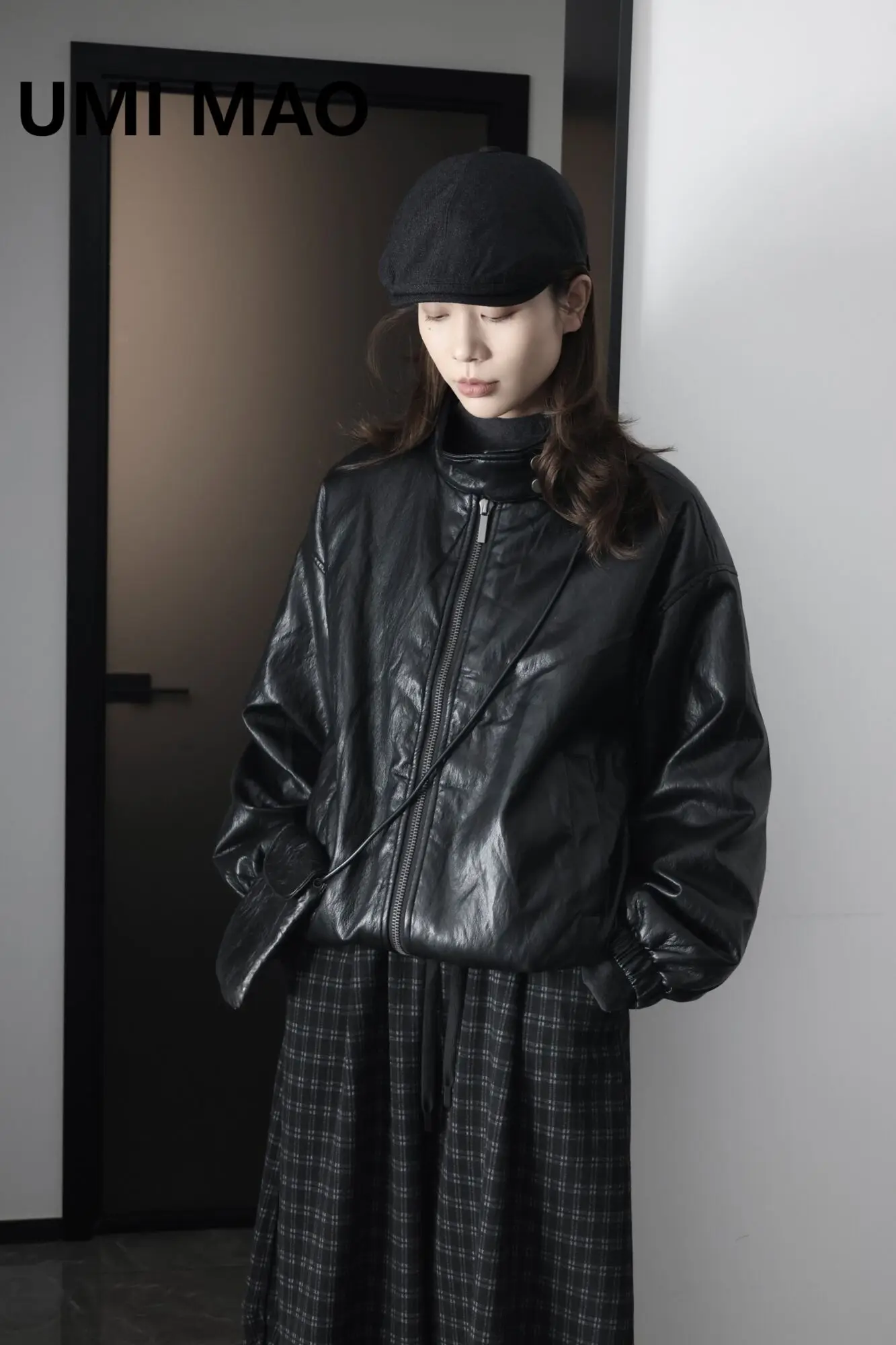 UMI MAO ياماموتو معطف داكن 90 بطة بيضاء أسفل سترة المرأة سترة جلدية مع أسفل ملء سميكة الدافئة Casacos Femininos