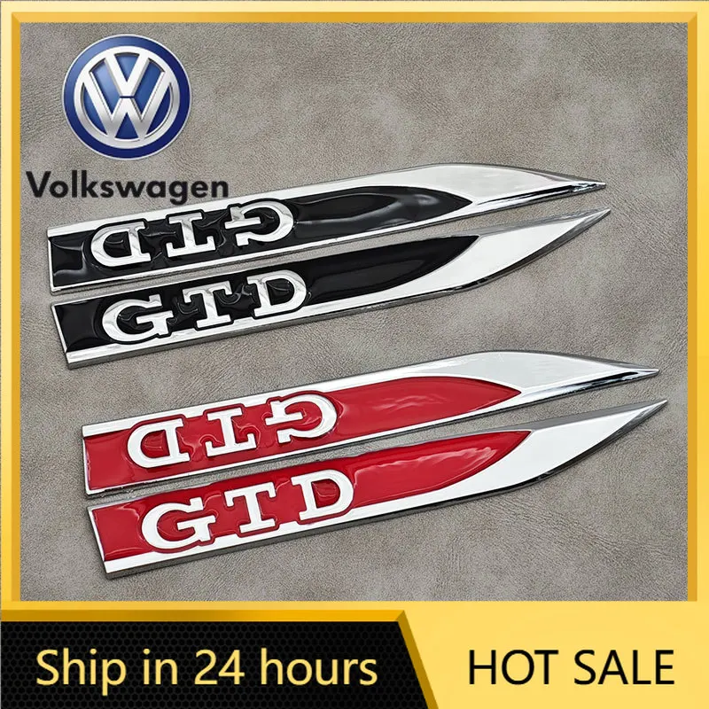 

Новинка 2026 года: 2 шт. красно-черные металлические эмблемы GTD для крыльев Volkswagen VW Golf 7 6 5 4 MK4 Polo Je