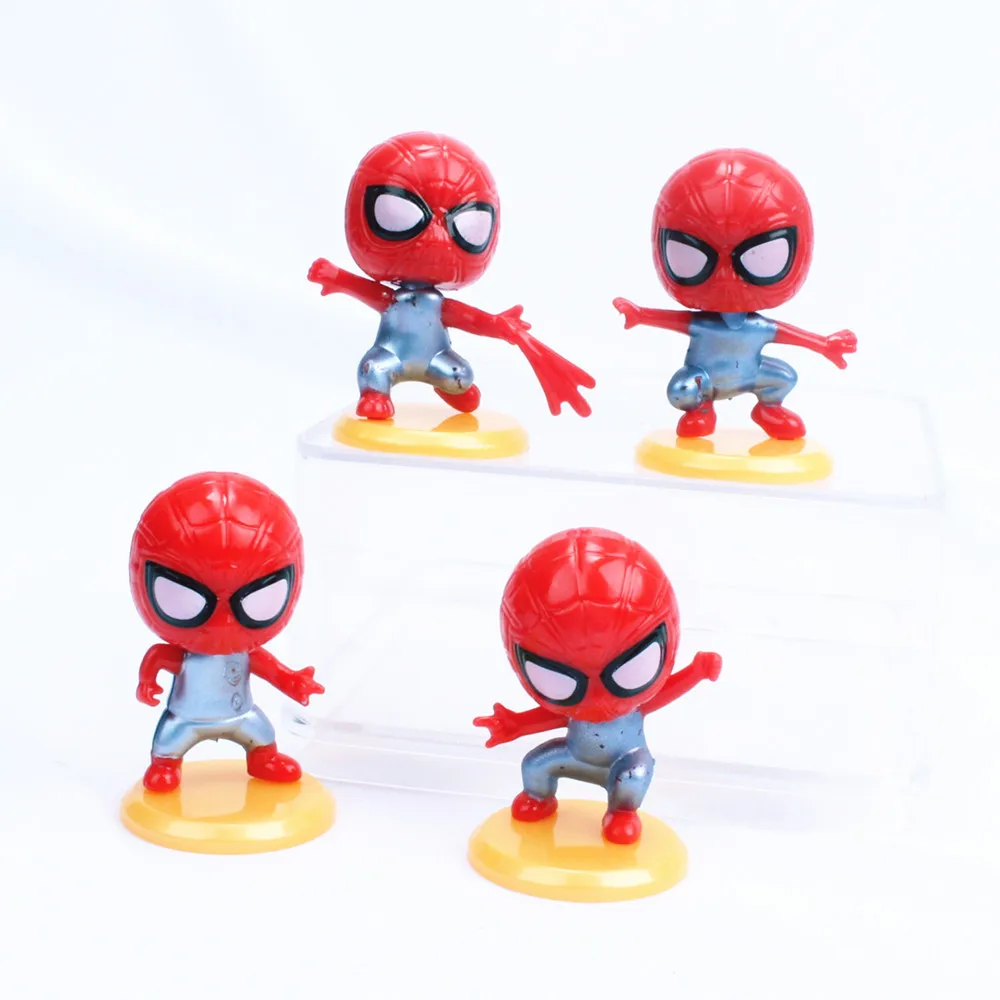 8 PCS Marvel Superhero Spider Man Cute Set Cartoon Anime Spider-man Figures Toys Micro-landscape Decoration Desktop Ornament