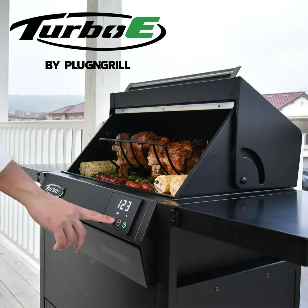 Hot salesTurbo E Exclusive Grill Cart - Roomy Side Shelves, Built-in Storage, and Stylish Black Design for Outdoor Use