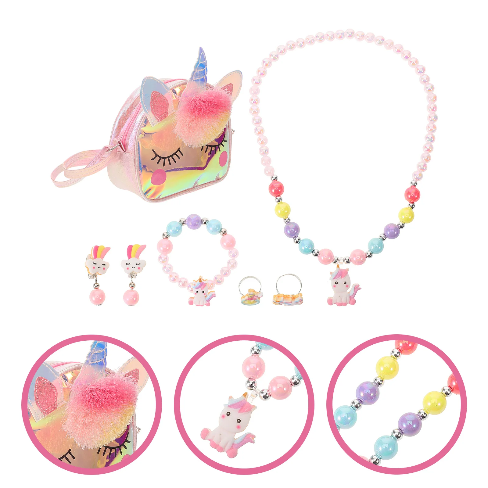 ชุดเครื่องประดับเด็ก 1 ชุด สำหรับเด็กอายุ 3-8 ปี สร้อยคอ สร้อยข้อมือ ต่างหู พลาสติกหลากสี สำหรับเด็กผู้หญิง แต่งตัว ของขวัญ เครื่องประดับเด็ก