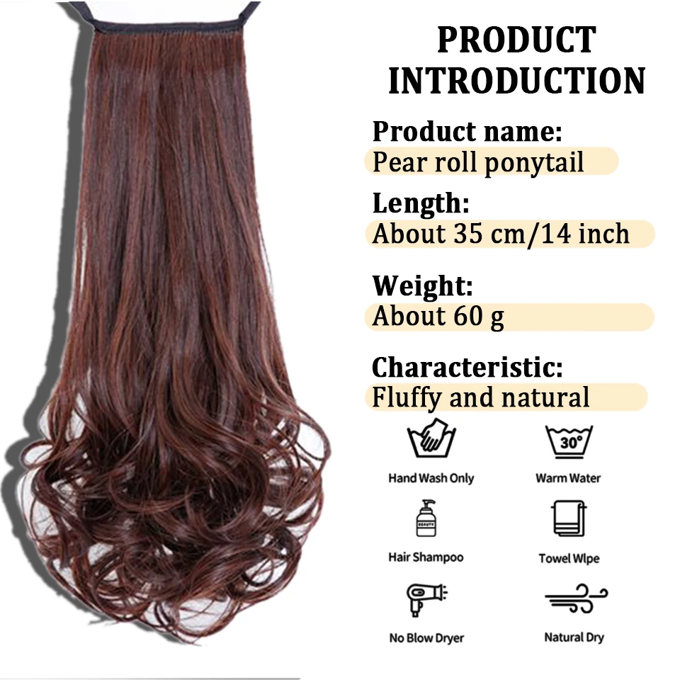 14 Inch Wavy Long Curly Hair Strap-type Pear Flower Curly Wig Ponytail Female Synthetic Fluffy Natural Shopping Commuting Wear image 2