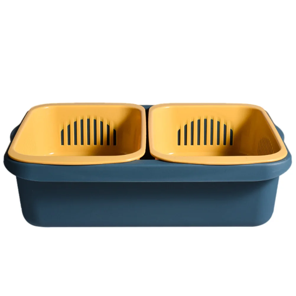 

1Set Double-Layer Kitchen Draining Basket Storage Container Fruit Vegetable Basket Odorless Safe Practical Moisture-Proof