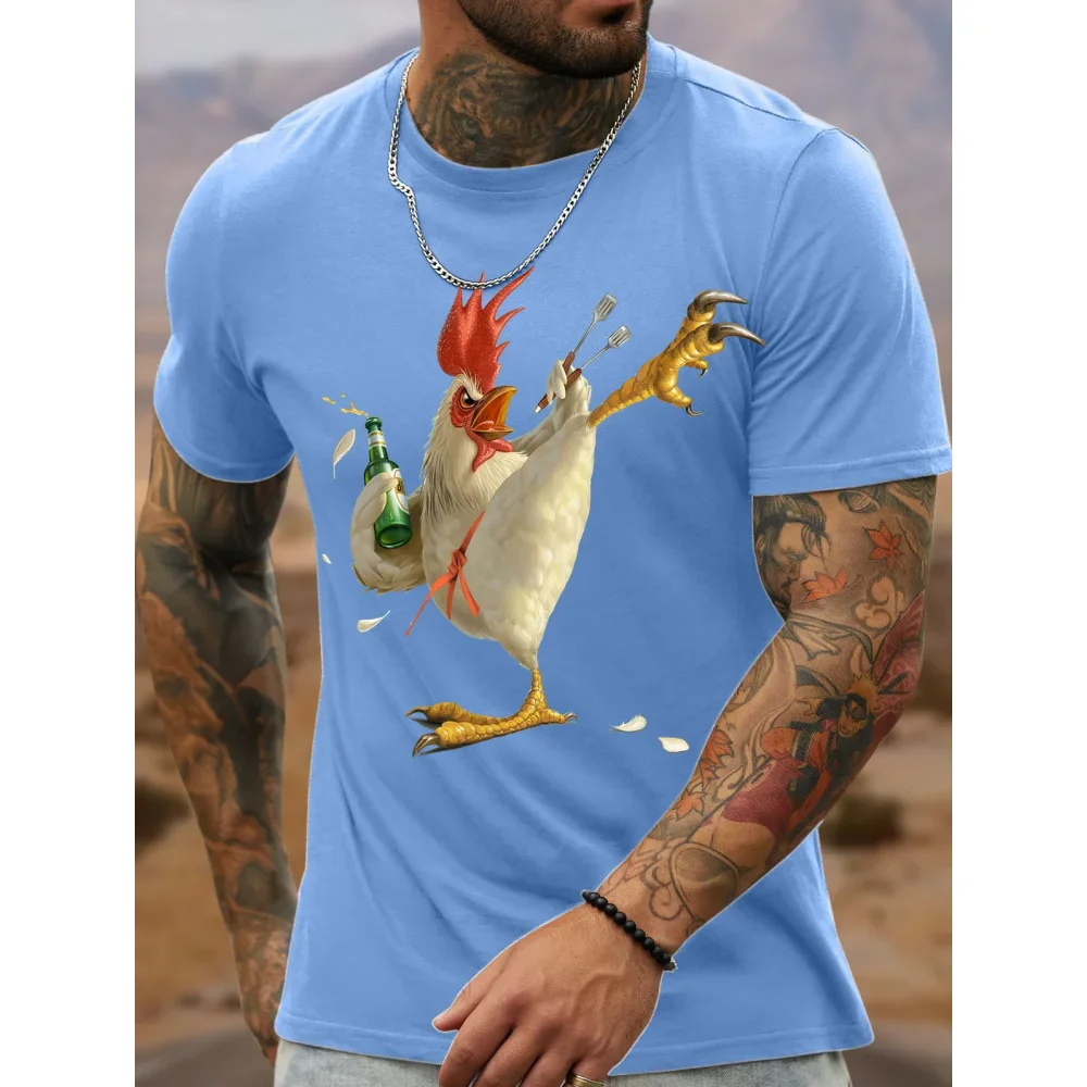 Summer Cockfighting Graphic T Shirts For Men Streetwear Casual O-Neck Short Sleeve Tees Shirt Breathable Tops Oversized T-shirt