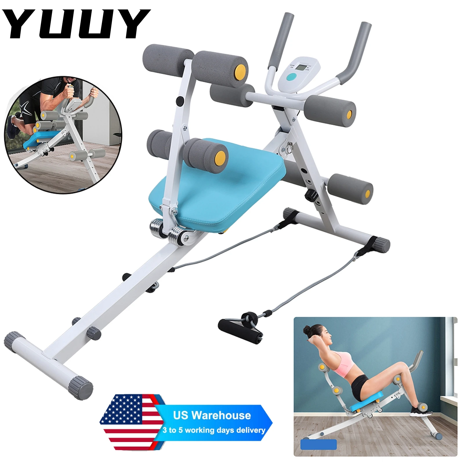 Fitness Abdomen Machine, Home Gym, Core Abdominal Trainer, Sit Up Assistant Equipment, AB Roller Machine