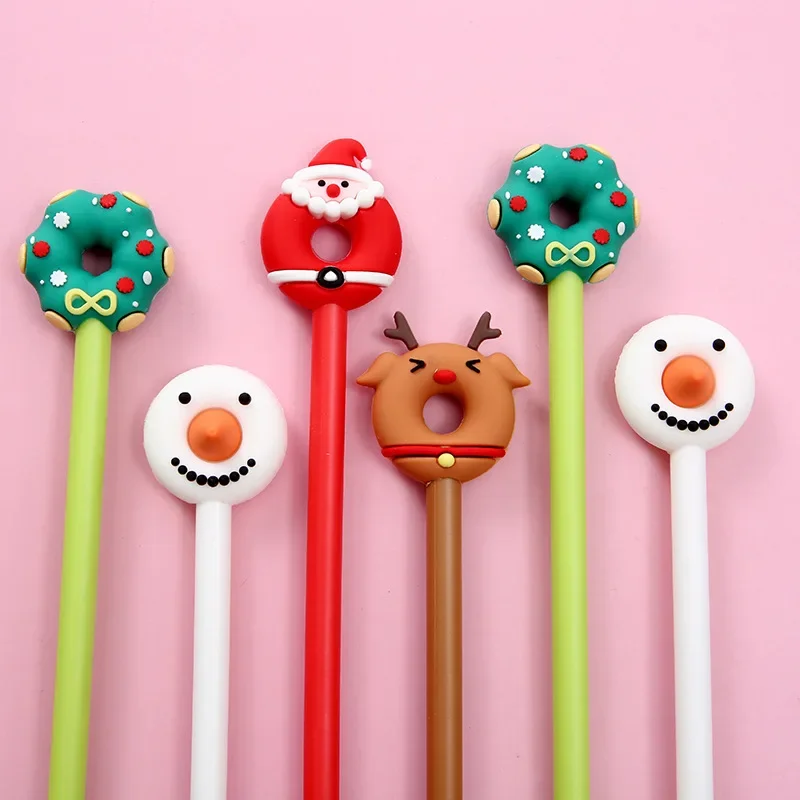 24Pcs Christmas Creative Donut Student Neutral Pen, Holiday Cartoon Office Writing Stationery