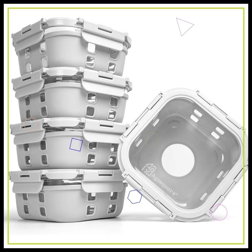 

Glass Food Storage Containers with Lids, 28oz Meal Prep and Lunch Box, Stackable for Leftovers