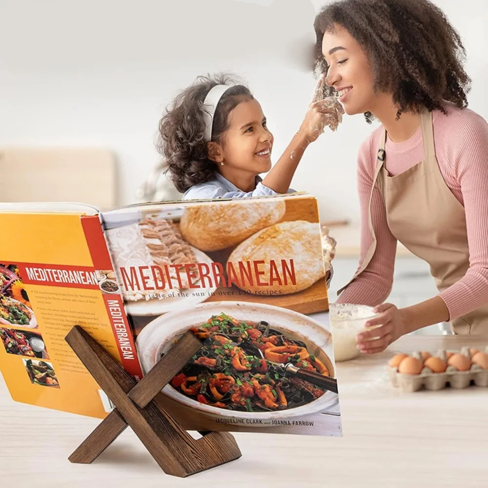 

Wooden Kitchen Countertop Recipe Holder Simple Desktop Ornament Cookbook Stand Holder Home Table Decor Book Reading Rest