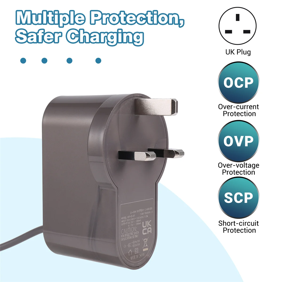 อะแดปเตอร์ชาร์จในรถยนต์พลังงานสำหรับ DC30 Dyson/DC31/DC34/DC35/DC44/DC45/DC56, ชิ้นส่วนเครื่องดูดฝุ่น, ปลั๊ก UK