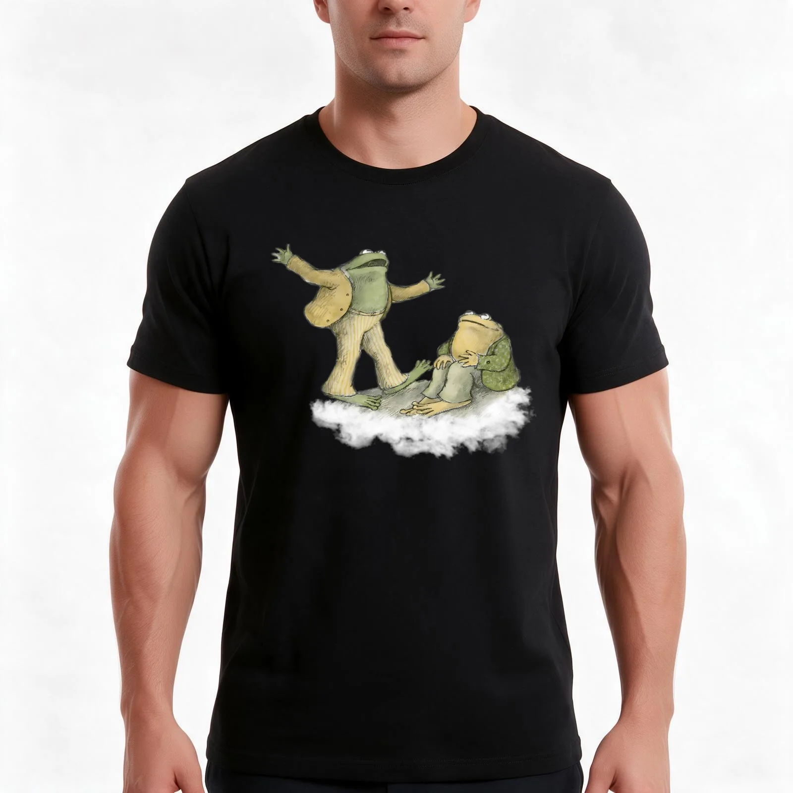 Frog and Toad T-Shirt, Summer Casual Cotton Tee, Oversized Streetwear Tops, Vintage Graphic Print, Loose Fit Short Sleeve