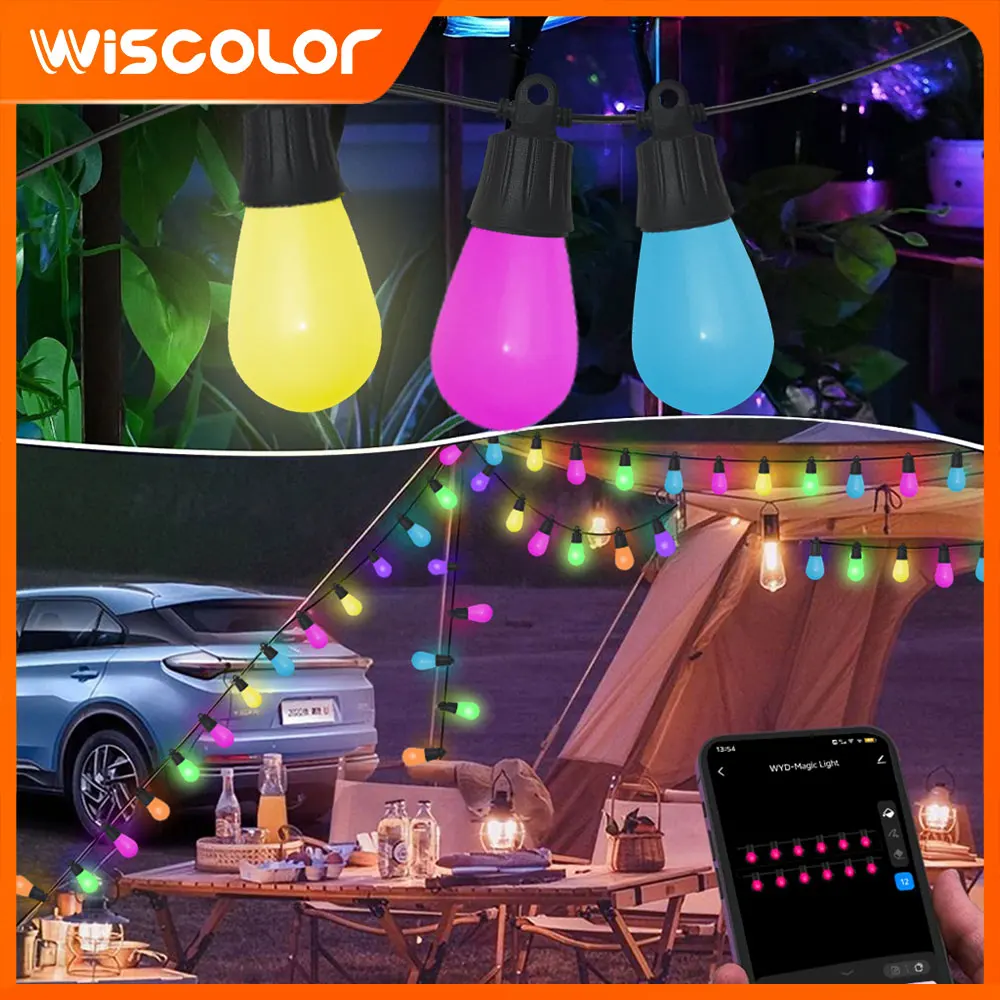 

Уличные водонепроницаемые светильники, светодиодная лента RGB с синхронизацией музыки, интеллектуальное голосовое управление для наружного освещения сада, рождественского декоративного освещения