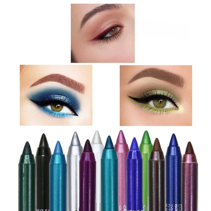 Lápiz Delineador de Ojos de larga duración, 6 colores, pigmento impermeable, verde, marrón, maquillaje de ojos, cosméticos