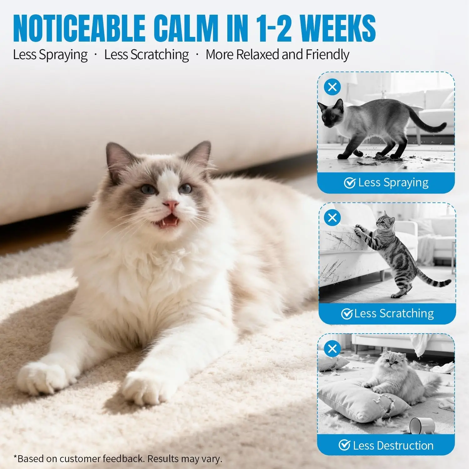 GRMA Cat/Dog Aromatherapy Calming Diffuser, Helps Reduce Behaviors Such As Indoor Urination, Excessive Spraying Of Urine, Fighting And Territory Marking In Cats/dogs. Suitable for Cats/dogs. Includes 1 Diffuser And 2 Refill Packs.