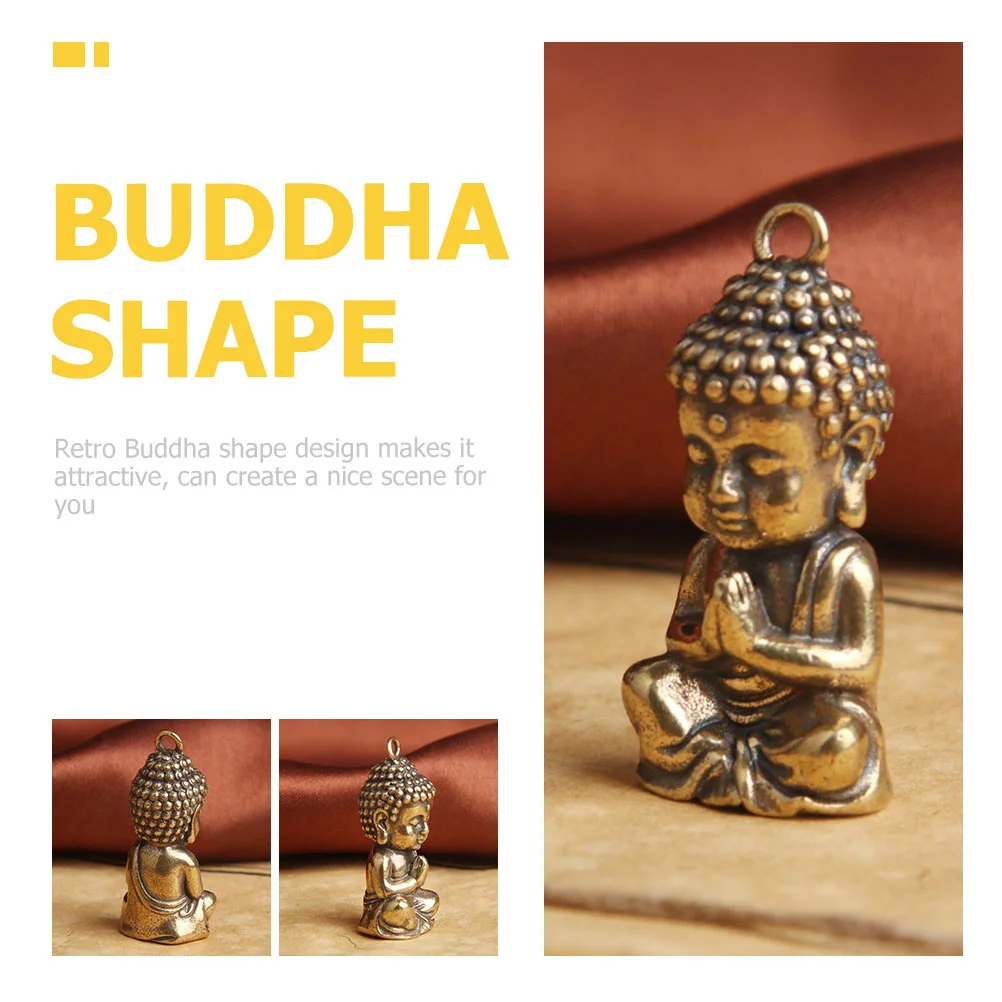 4 Pcs Dining Table Buddha Statue Key Ring Beads Charms Brass Keychain DIY Pendant