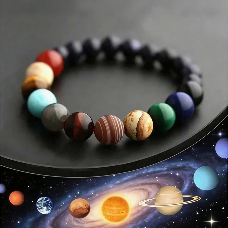 Solar System Planet Bead Bracelet. Beach Accessory Bracelet, Plus Size Bracelet, Women's Accessory