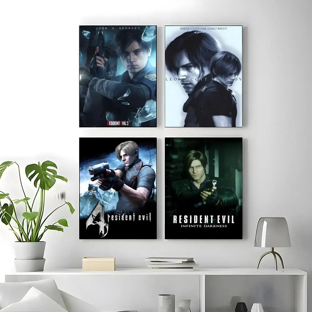 Character Leon Kennedy Poster Self-adhesive Art Waterproof Paper Sticker Coffee House Bar Room Wall Decor