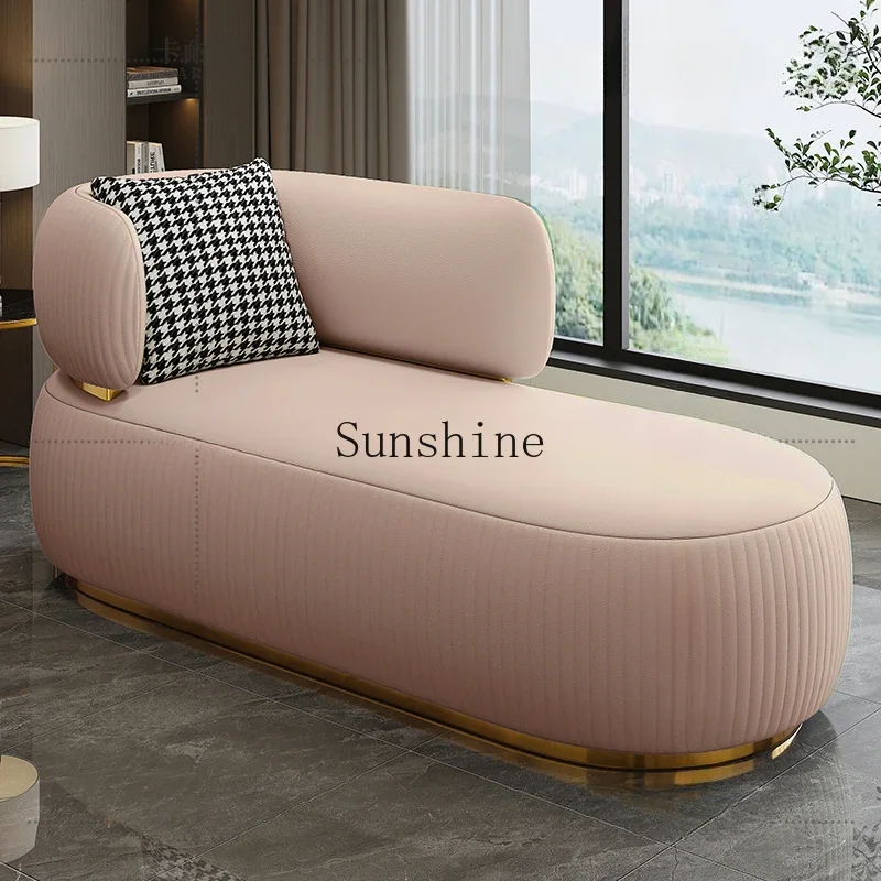 

Light luxury leather lazy recliner living room bedroom balcony single sofa room chaise longue