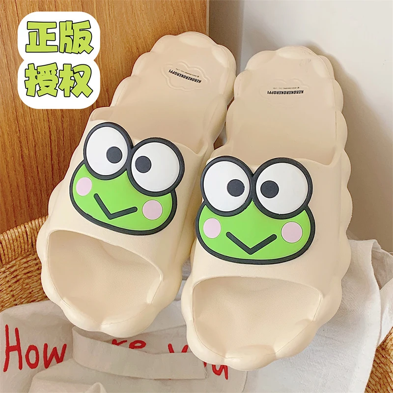 Sanrio Slippers Kero Kero Keroppi Kawaii Anime Cute Cartoon Student Family Bathroom Outdoors Anti-Slip Sandals Toys for Girls