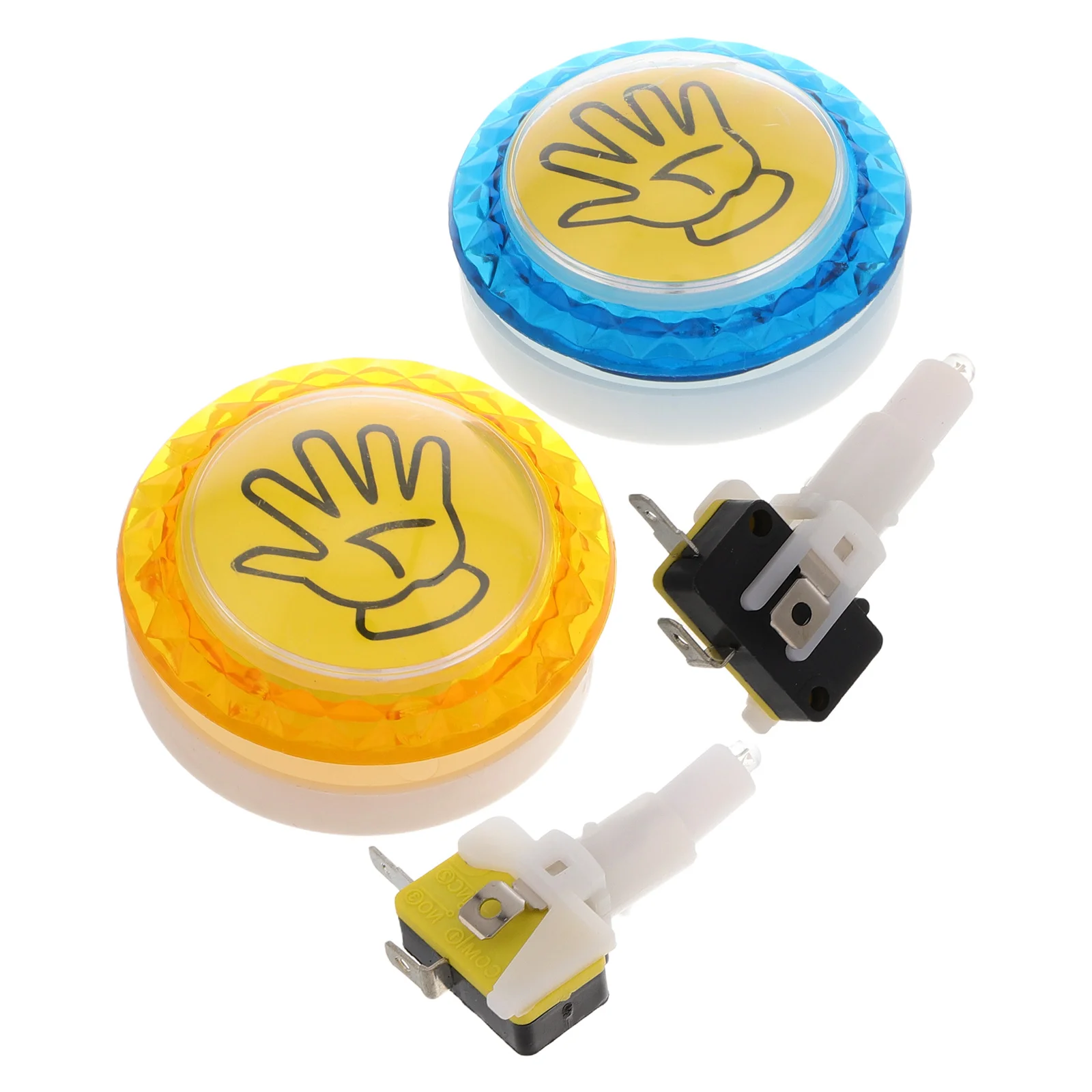 2Pcs Game Console Accessories Illuminated LED Push Buttons Palm-Sized Responsive Thumb Grips for Music Game Machine Enhanced