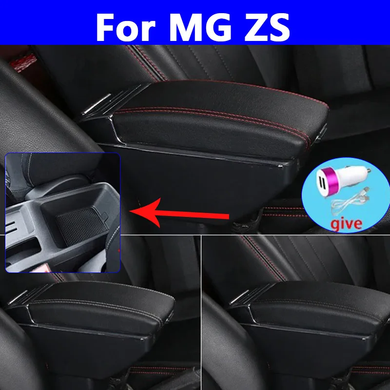For MG ZS Armrests For MG ZS car Center Console Storage armrest Box modification accessories with LED USB Can charge