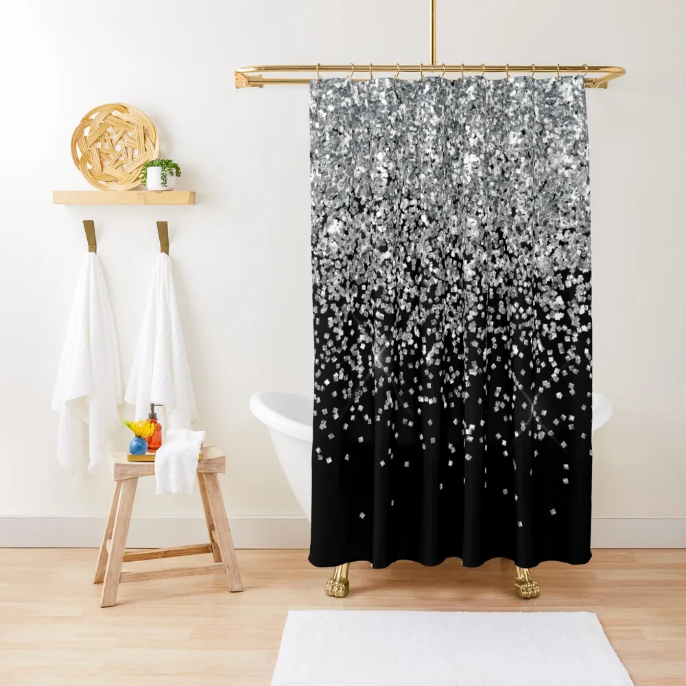 

Silver Glitter Shower Curtain Anime Bathroom Shower Set Waterproof Shower Toilet Accessories Bathroom Curtain