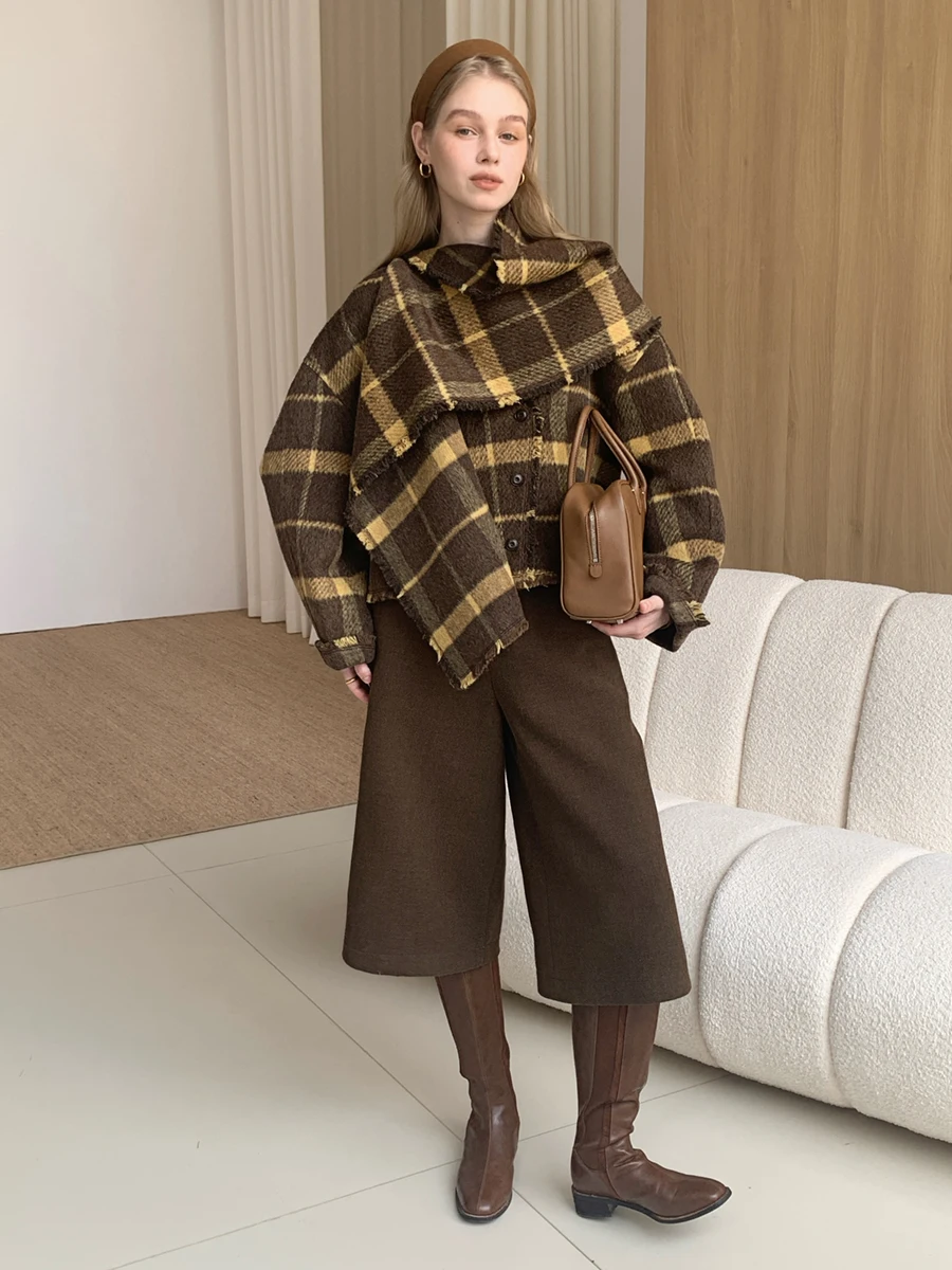 

Пальто ручной работы из двусторонней шерсти "Times Cheered" модель AB, длинный рукав, женская верхняя одежда, зимний сезон, свободный крой, на пуговицах